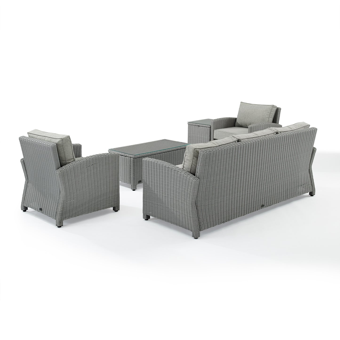 Bradenton 5Pc Outdoor Wicker Sofa Set Gray/Gray - Sofa, Side Table, Coffee Table, & 2 Armchairs