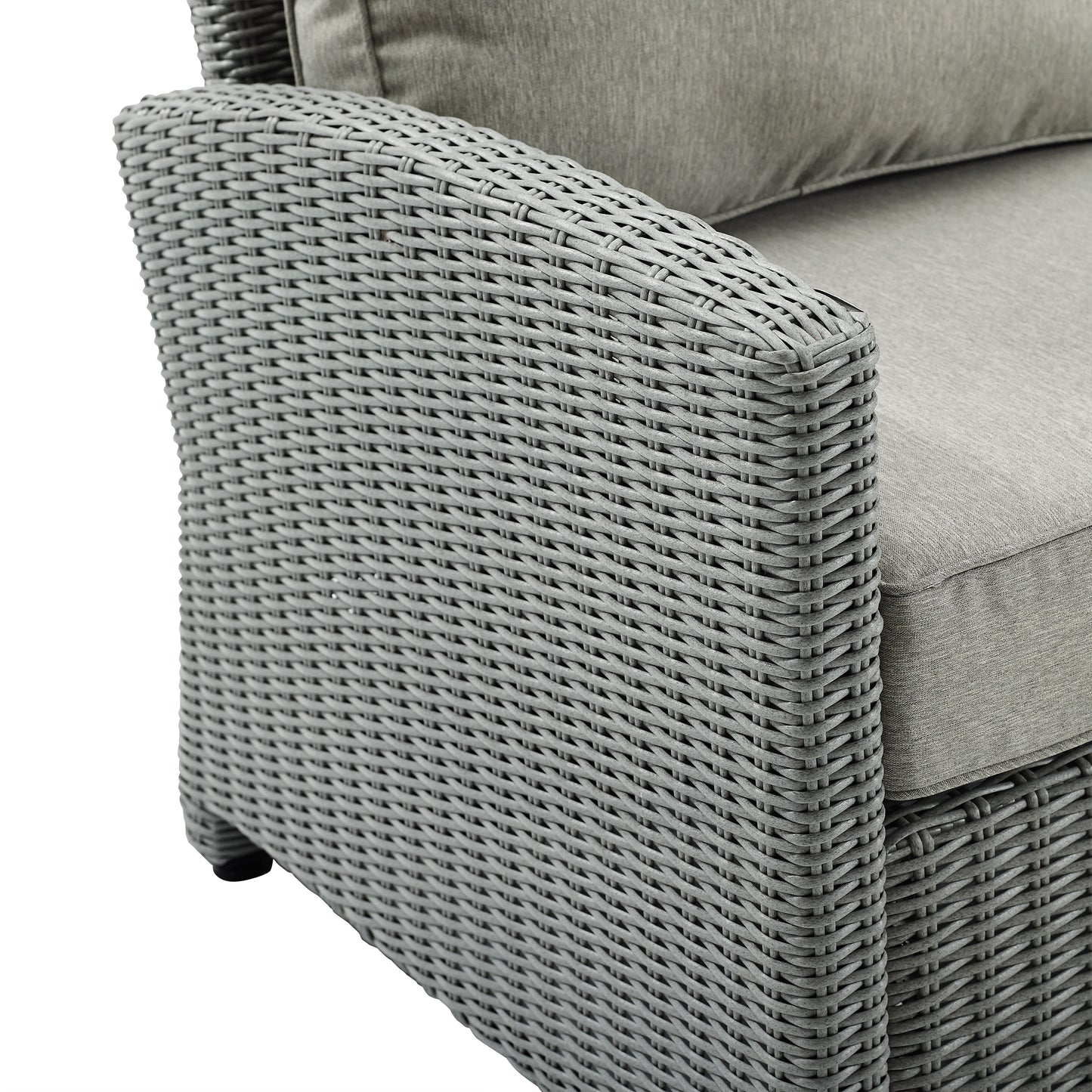 Bradenton 5Pc Outdoor Wicker Sofa Set Gray/Gray - Sofa, Side Table, Coffee Table, & 2 Armchairs