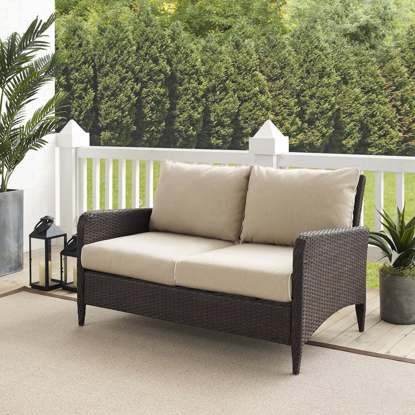 Kiawah Outdoor Wicker Loveseat Sand/Brown