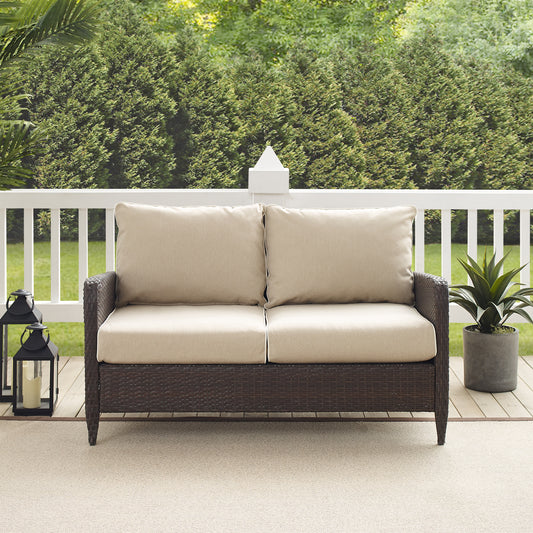 Kiawah Outdoor Wicker Loveseat Sand/Brown