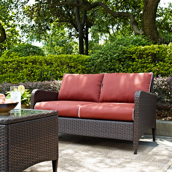 Kiawah Outdoor Wicker Loveseat Sangria/Brown