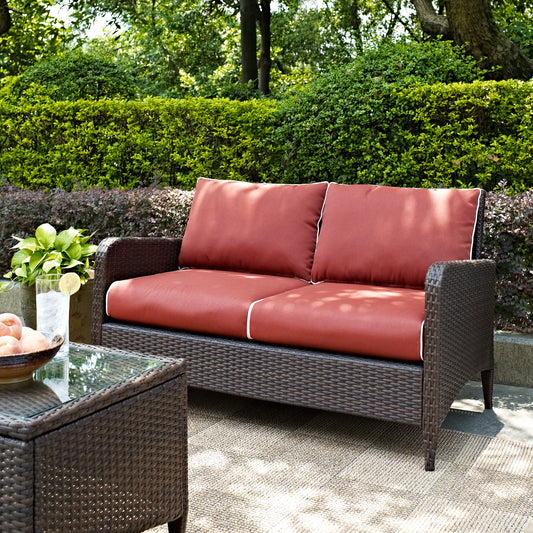 Kiawah Outdoor Wicker Loveseat Sangria/Brown