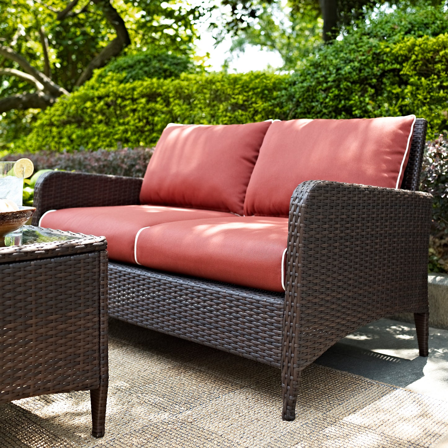 Kiawah Outdoor Wicker Loveseat Sangria/Brown