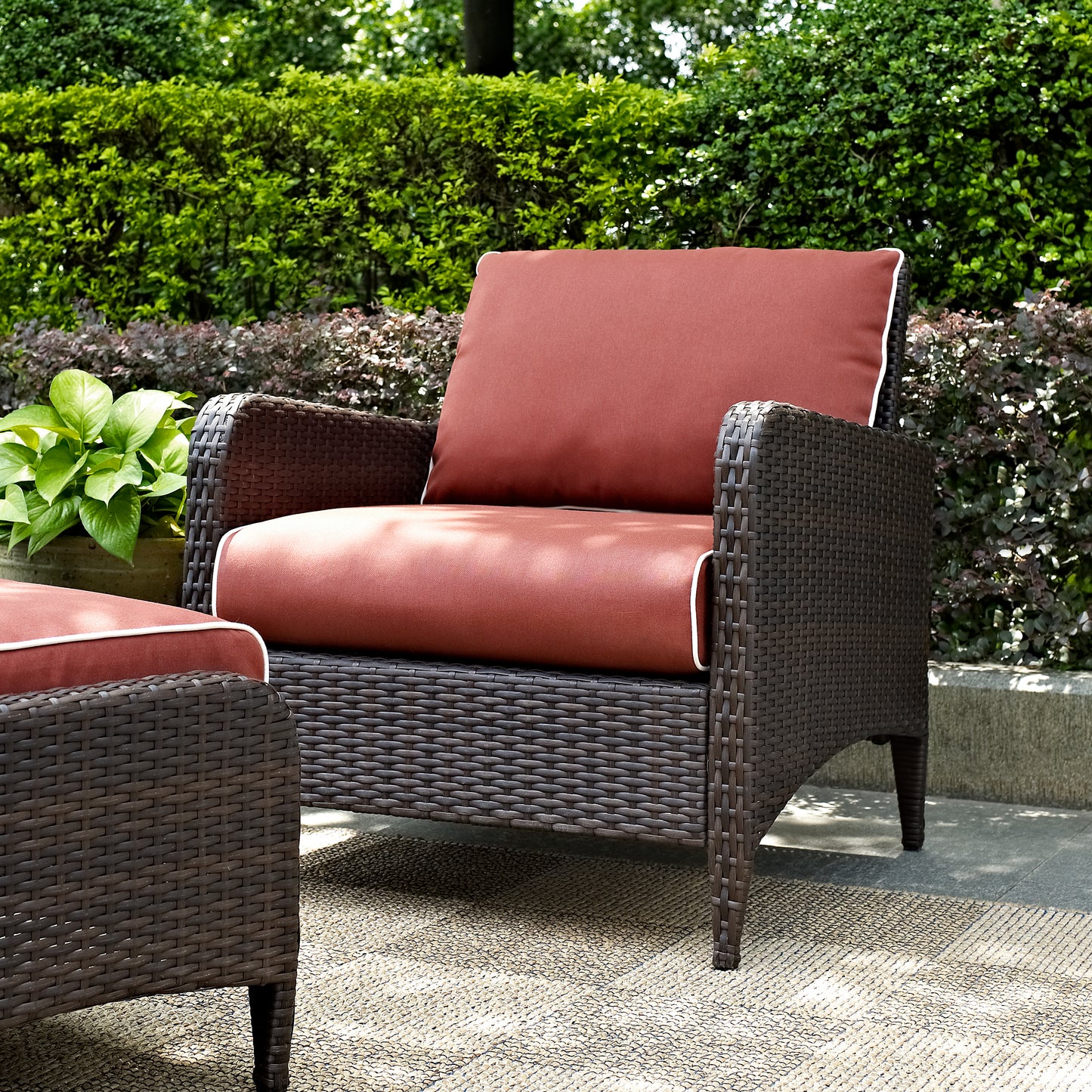 Kiawah Outdoor Wicker Armchair Sangria/Brown