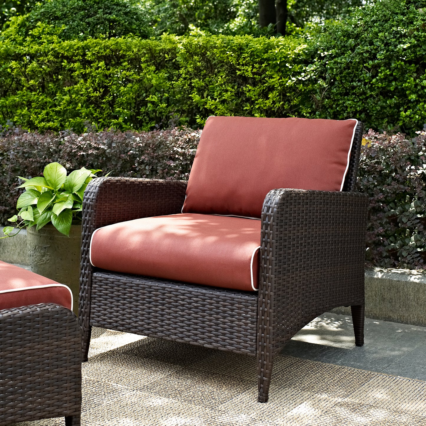 Kiawah Outdoor Wicker Armchair Sangria/Brown