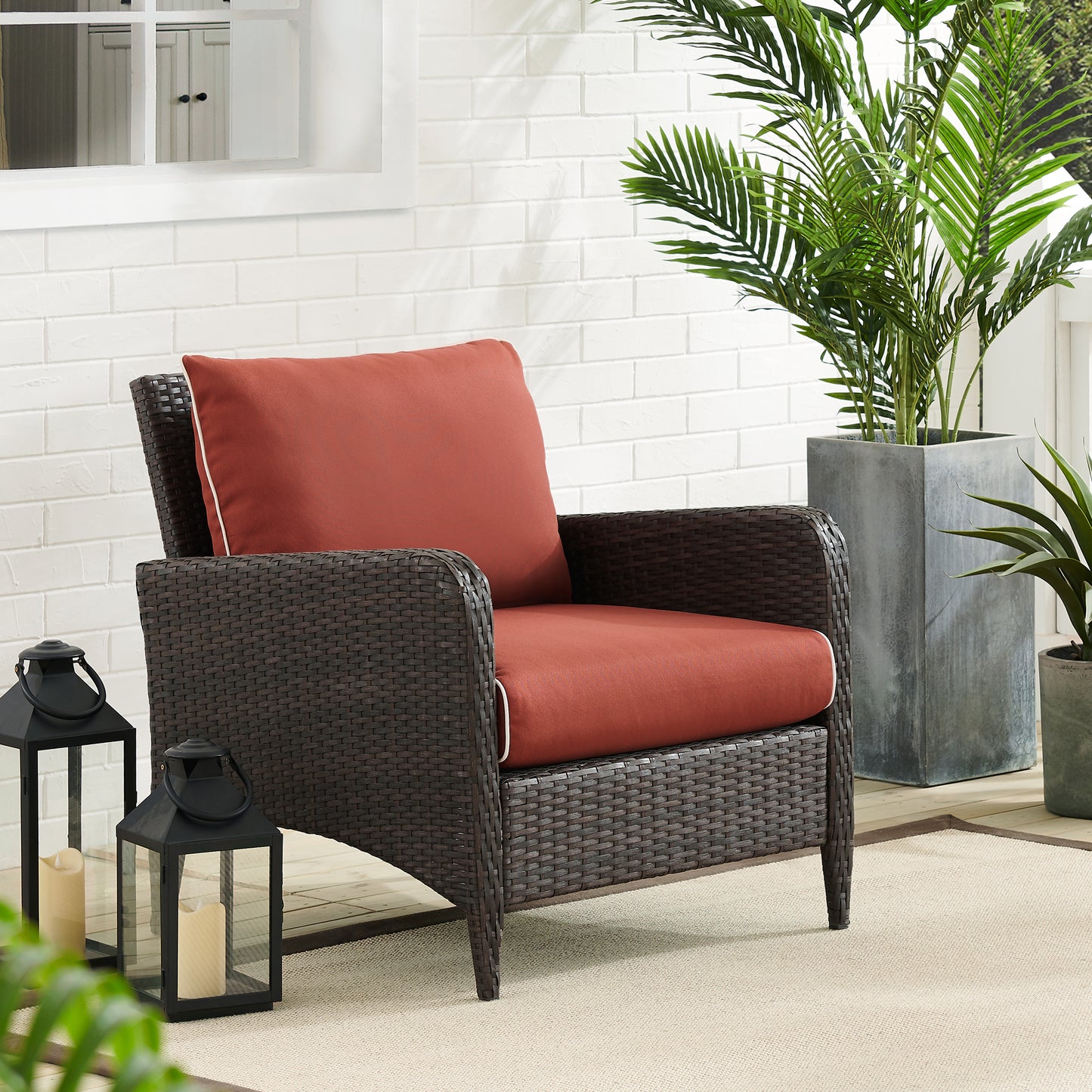 Kiawah Outdoor Wicker Armchair Sangria/Brown