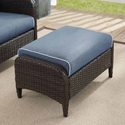 Kiawah Outdoor Wicker Ottoman Blue/Brown