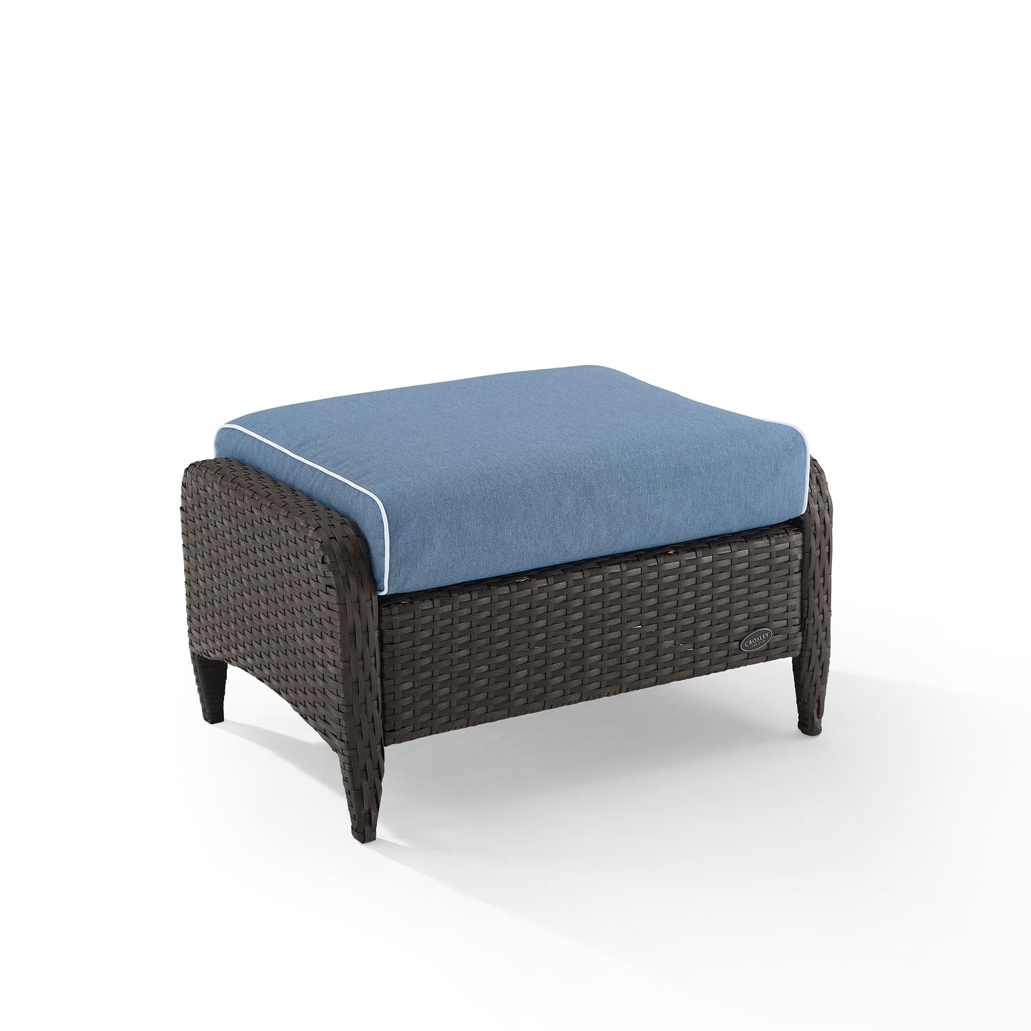 Kiawah Outdoor Wicker Ottoman Blue/Brown