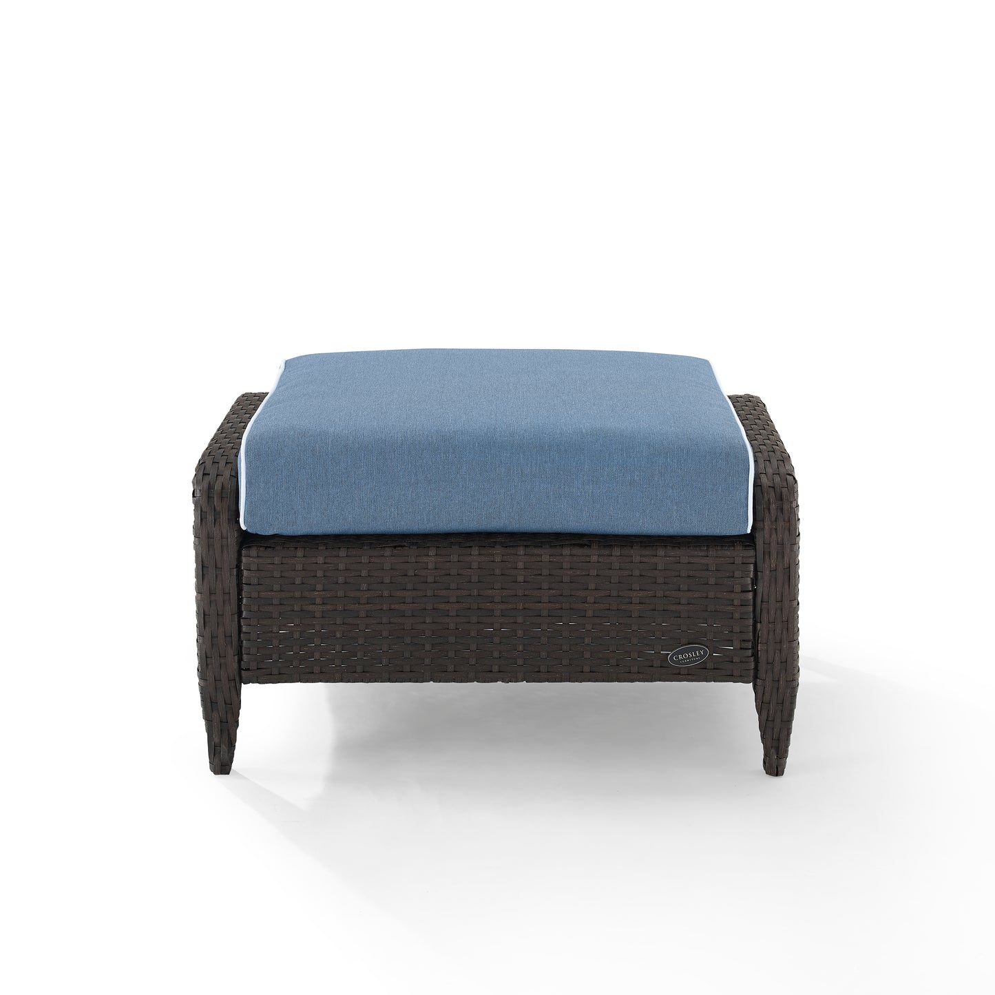 Kiawah Outdoor Wicker Ottoman Blue/Brown