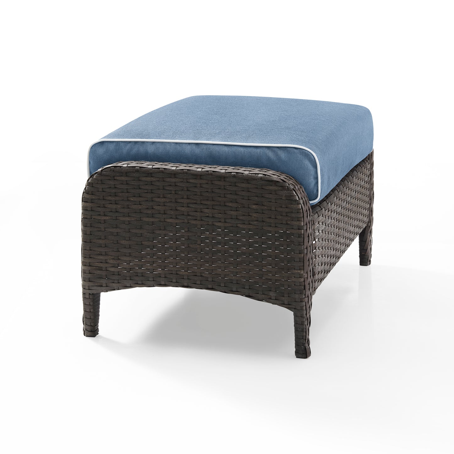 Kiawah Outdoor Wicker Ottoman Blue/Brown