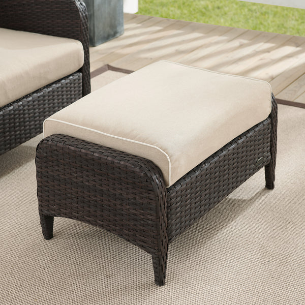 Kiawah Outdoor Wicker Ottoman Sand/Brown