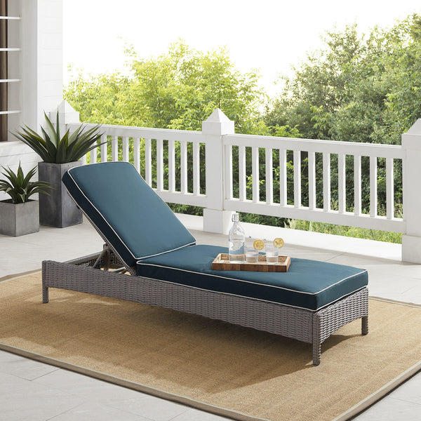 Bradenton Outdoor Wicker Chaise Lounge Navy/Gray