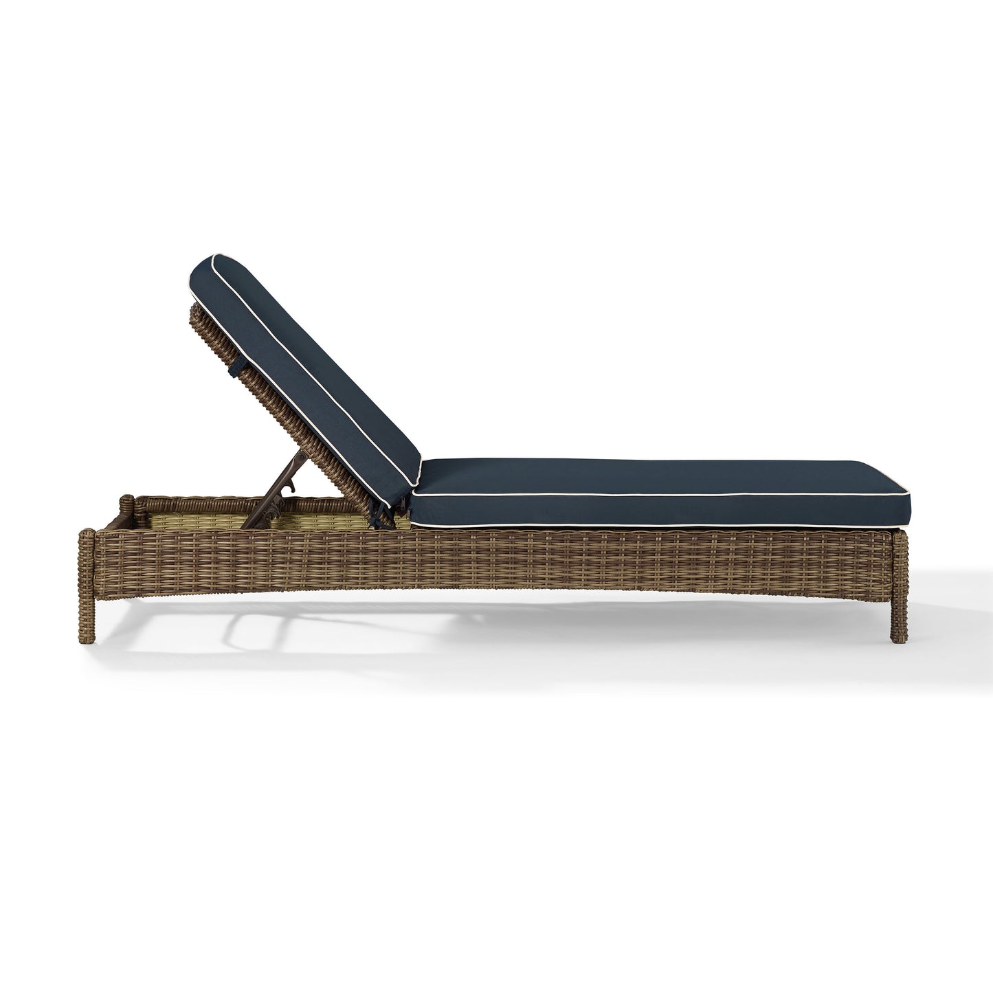 Bradenton Outdoor Wicker Chaise Lounge Navy/Weathered Brown