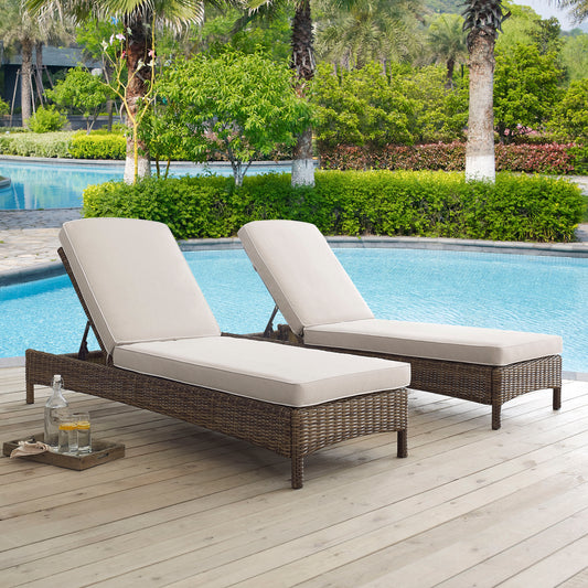 Bradenton Outdoor Wicker Chaise Lounge Sand/Weathered Brown