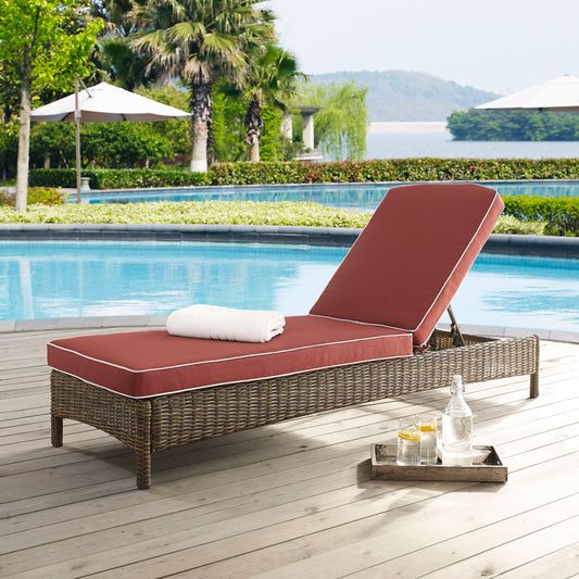 Bradenton Outdoor Wicker Chaise Lounge Sangria/Weathered Brown