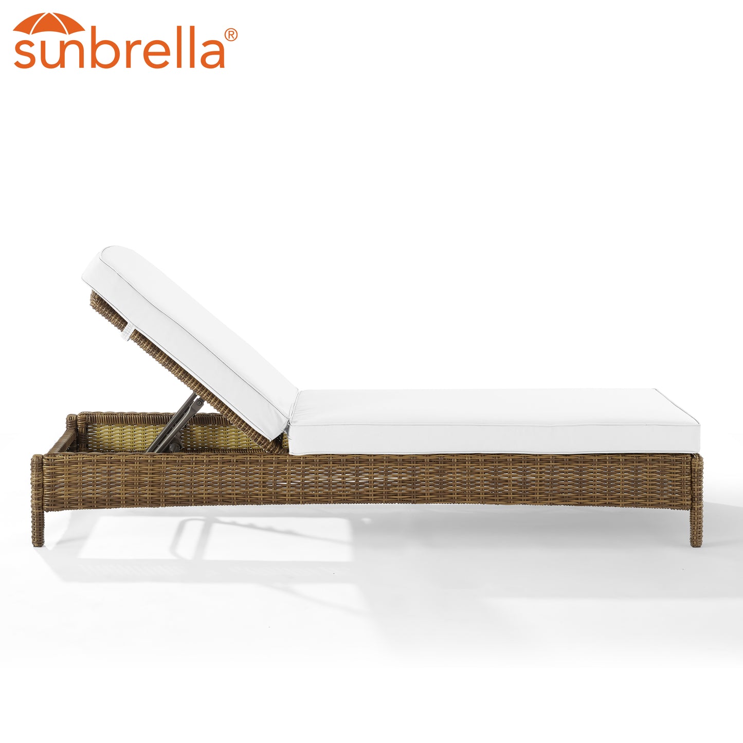 Bradenton Outdoor Wicker Chaise Lounge - Sunbrella White/Weathered Brown