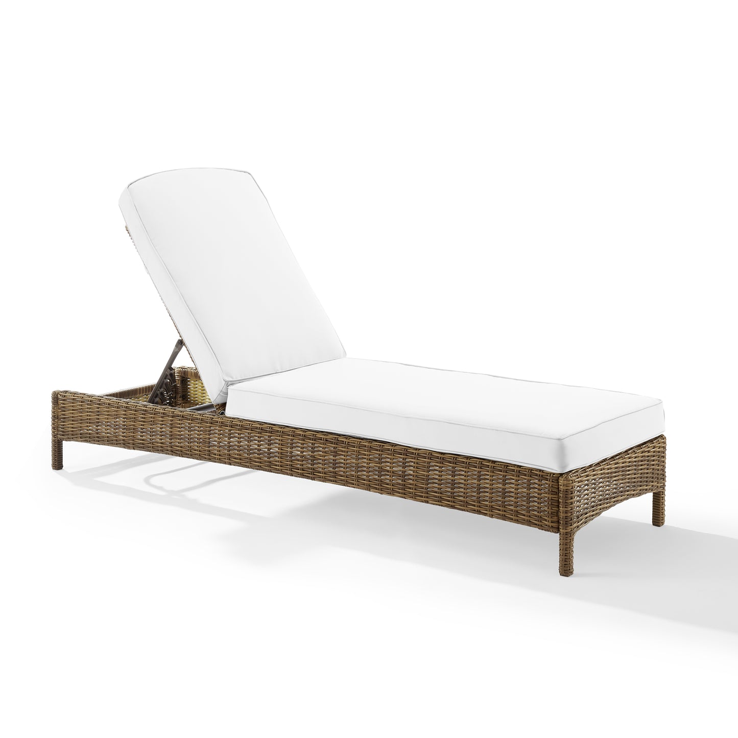 Bradenton Outdoor Wicker Chaise Lounge - Sunbrella White/Weathered Brown