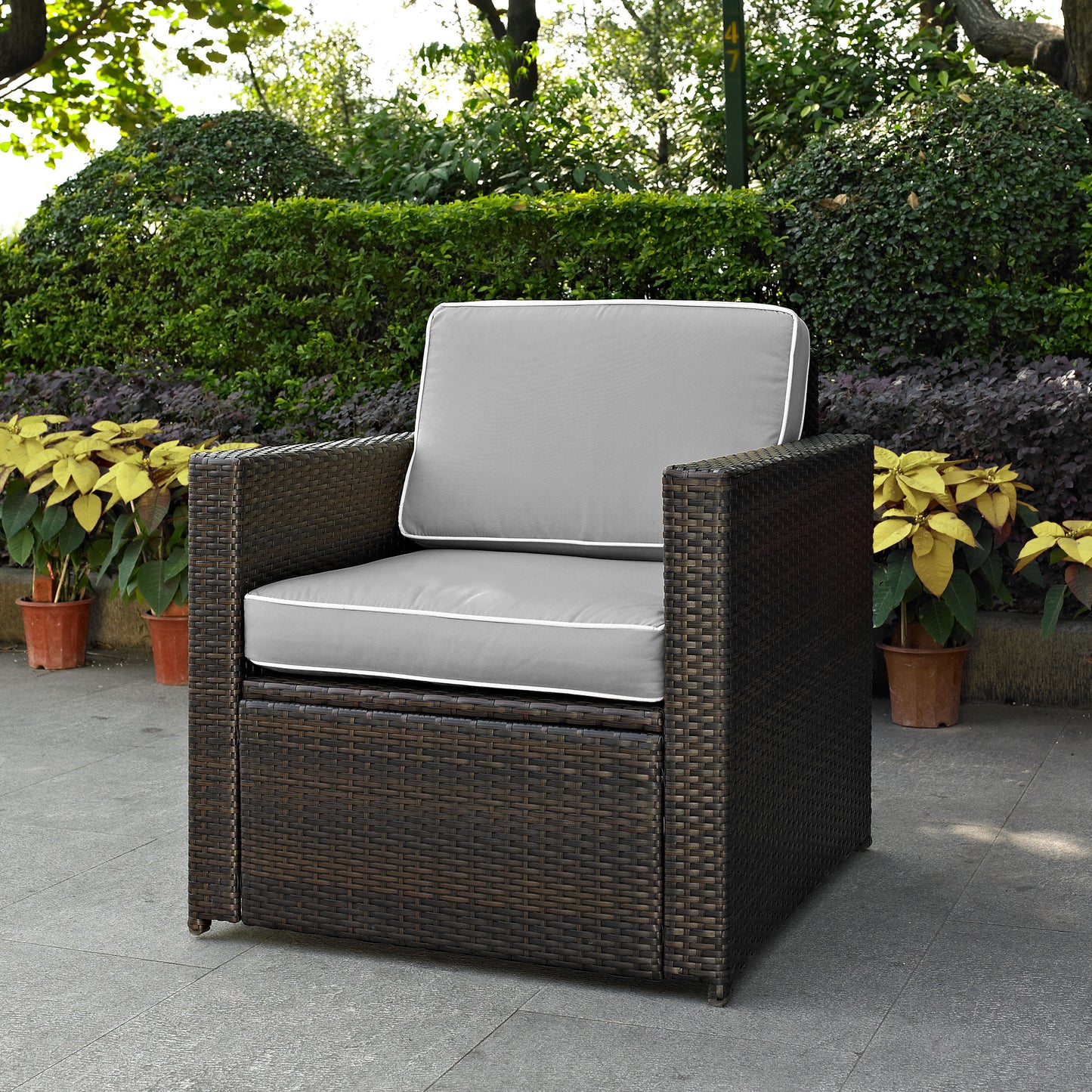 Palm Harbor Outdoor Wicker Armchair Gray/Brown