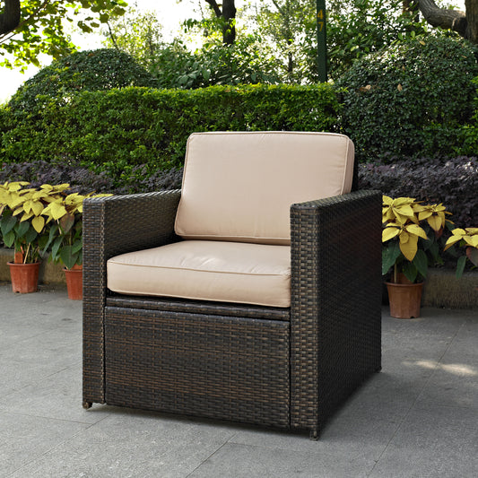 Palm Harbor Outdoor Wicker Armchair Sand/Brown