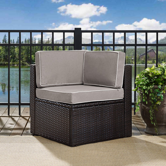 Palm Harbor Outdoor Wicker Corner Chair Gray/Brown