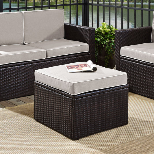 Palm Harbor Outdoor Wicker Ottoman Gray/Brown