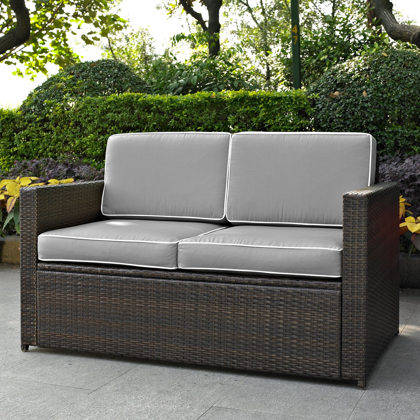 Palm Harbor Outdoor Wicker Loveseat Gray/Brown