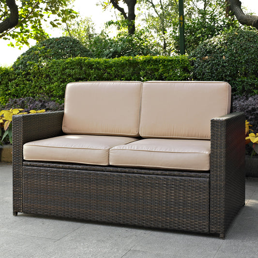 Palm Harbor Outdoor Wicker Loveseat Sand/Brown