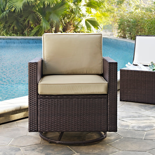 Palm Harbor Outdoor Wicker Swivel Rocker Chair Sand/Brown