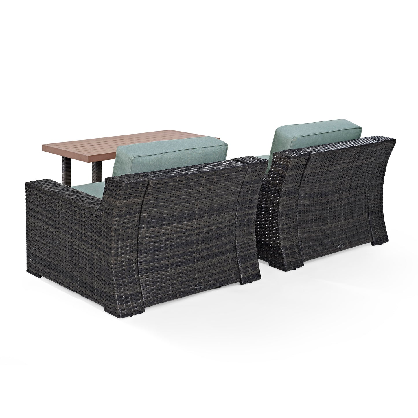 Beaufort 3Pc Outdoor Wicker Chair Set Mist/Brown - Coffee Table & 2 Chairs