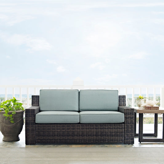 Beaufort Outdoor Wicker Loveseat Mist/Brown