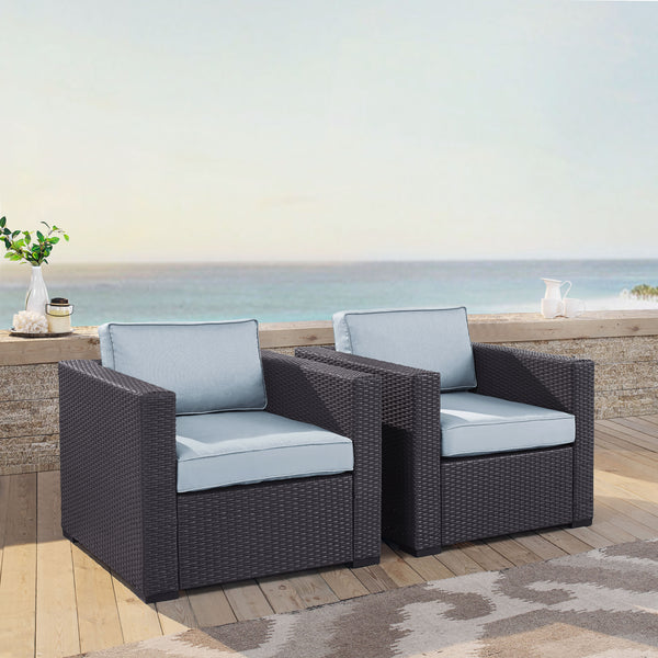 Biscayne 2Pc Outdoor Wicker Chair Set Mist/Brown - 2 Chairs