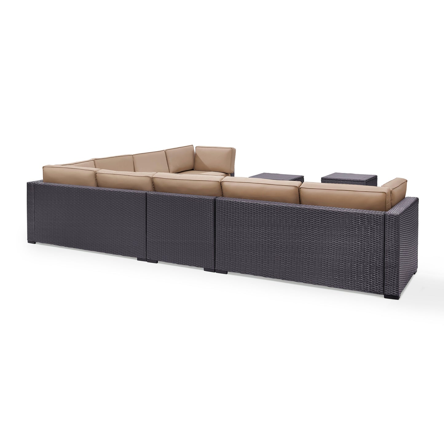 Biscayne 7Pc Outdoor Wicker Sectional Set Mocha/Brown - 3 Loveseats, 2 Armless Chair, & 2 Coffee Tables