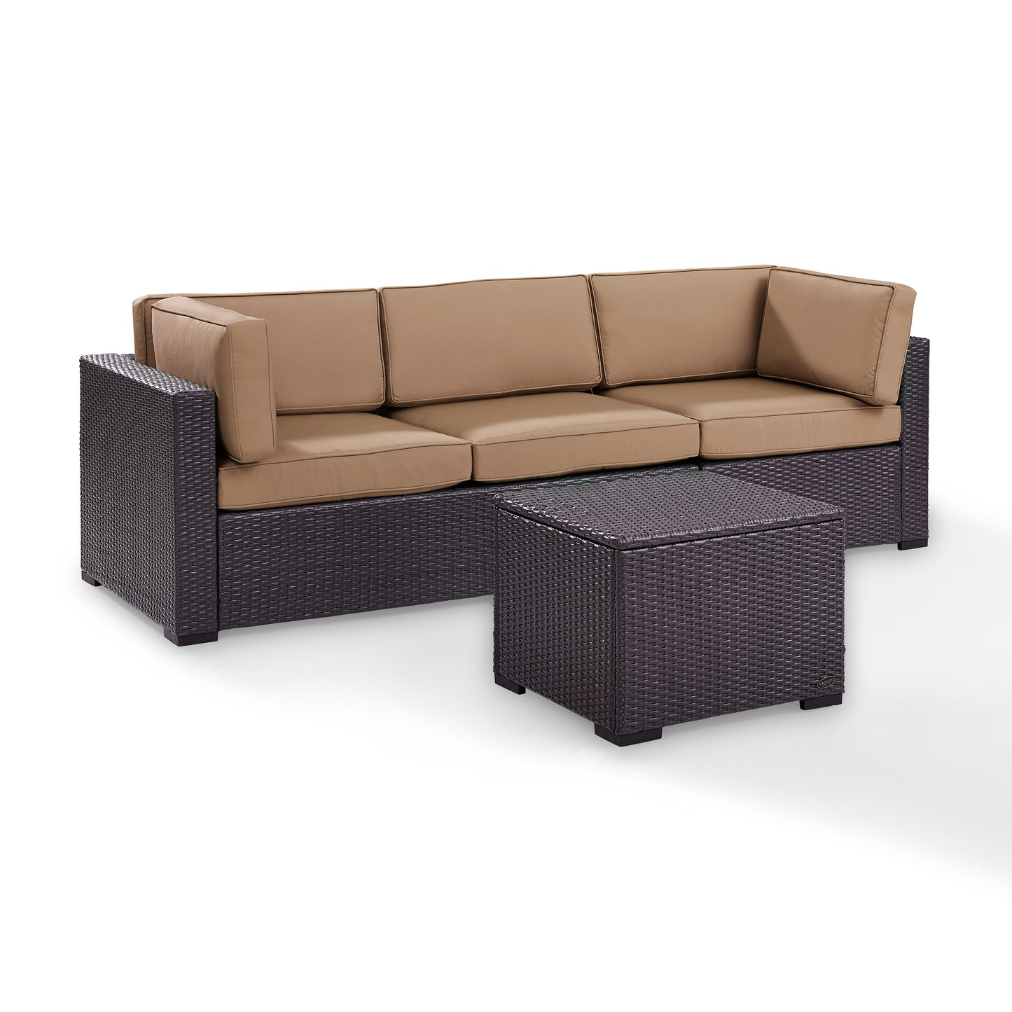 Biscayne 3Pc Outdoor Wicker Sofa Set Mocha/Brown - Loveseat, Corner Chair, & Coffee Table