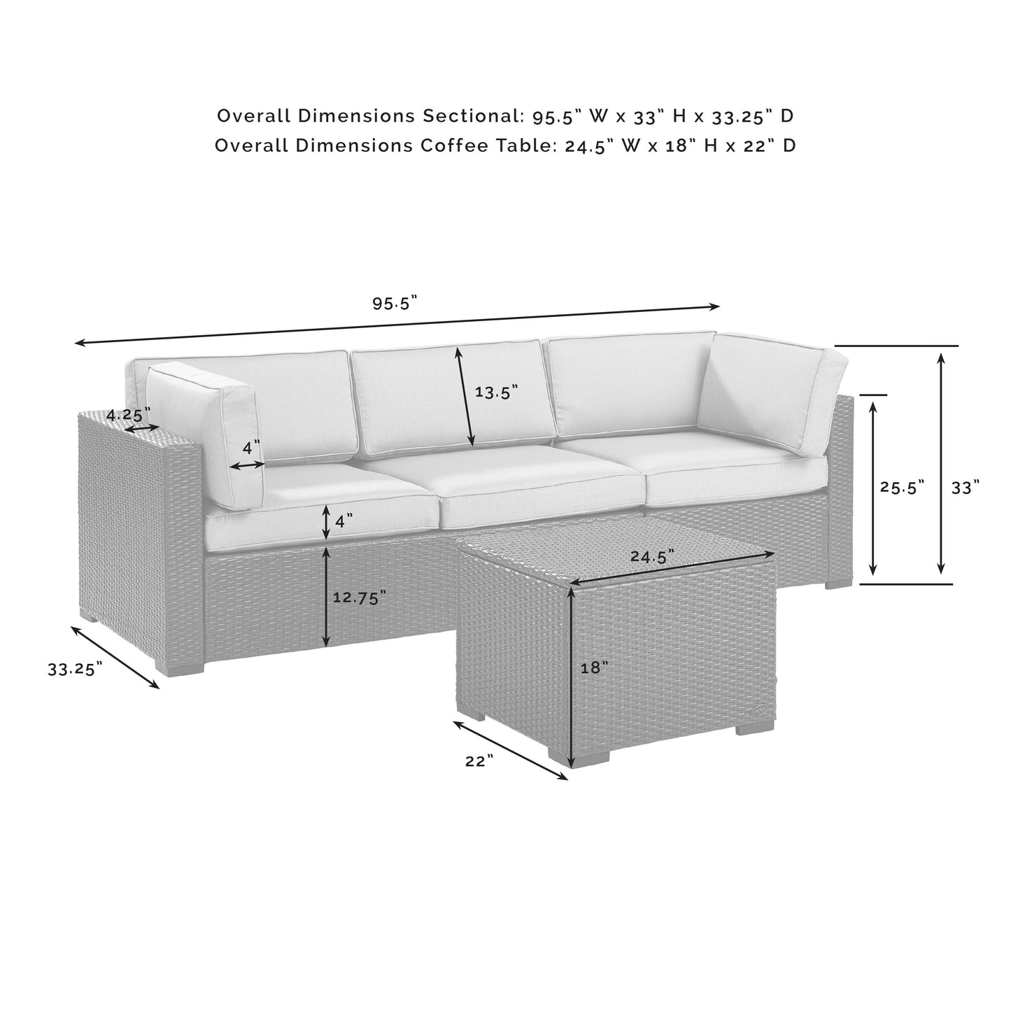 Biscayne 3Pc Outdoor Wicker Sofa Set Mocha/Brown - Loveseat, Corner Chair, & Coffee Table