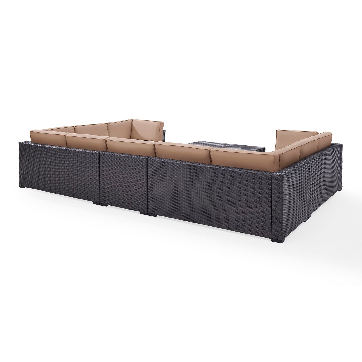 Biscayne 7Pc Outdoor Wicker Sectional Set Mocha/Brown - Armless Chair, 4 Loveseats, & 2 Coffee Tables