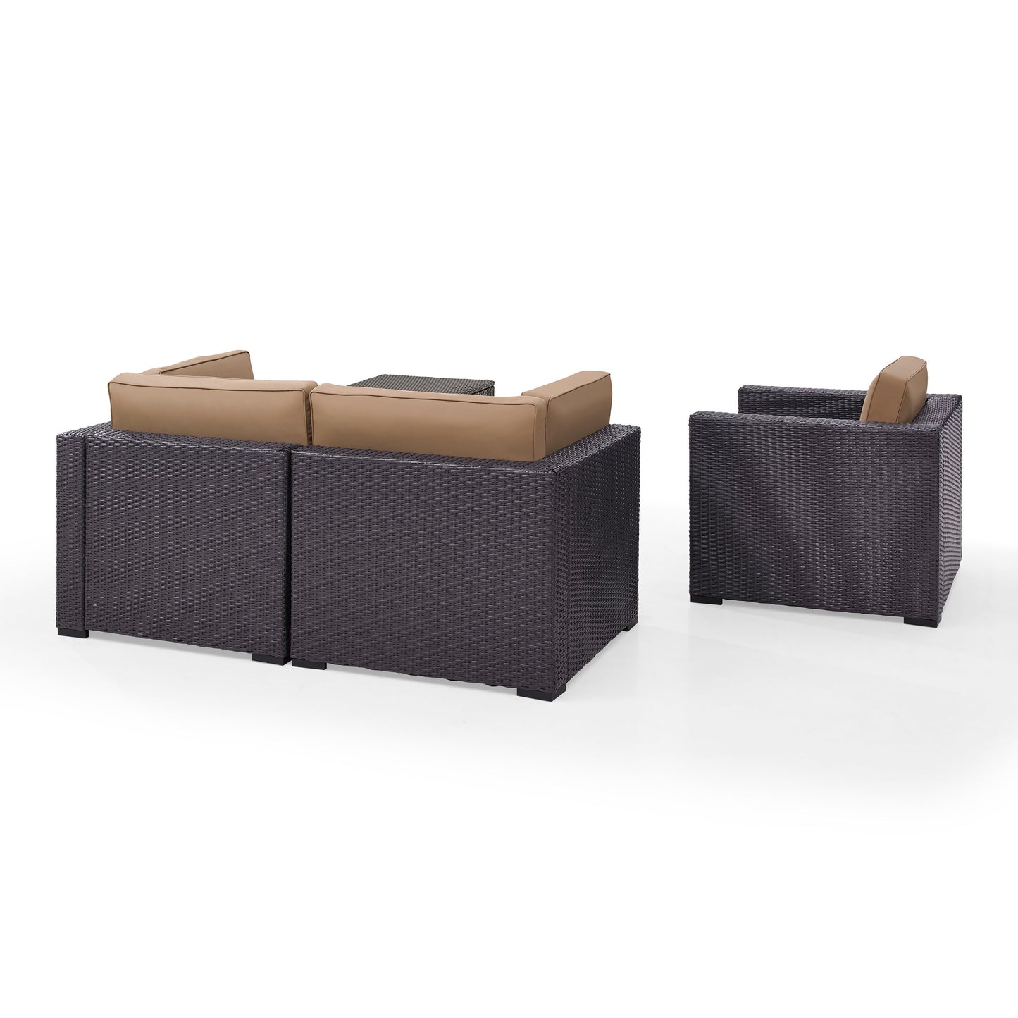 Biscayne 4Pc Outdoor Wicker Conversation Set Mocha/Brown - Arm Chair, Coffee Table, & 2 Corner Chairs