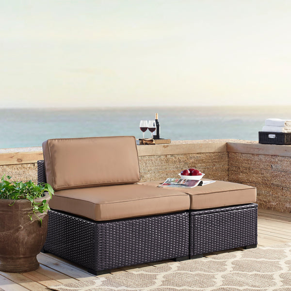 Biscayne Outdoor Wicker Armless Chair Mocha/Brown