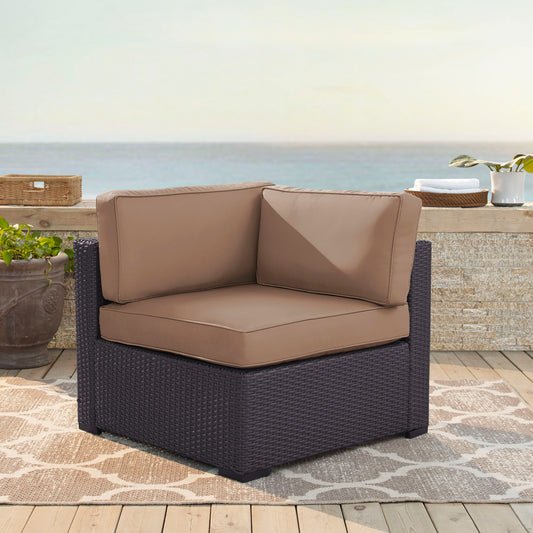 Biscayne Outdoor Wicker Corner Chair Mocha/Brown