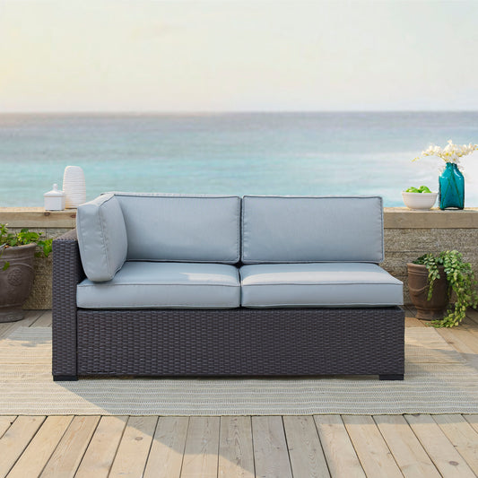 Biscayne Outdoor Wicker Sectional Loveseat Mist/Brown