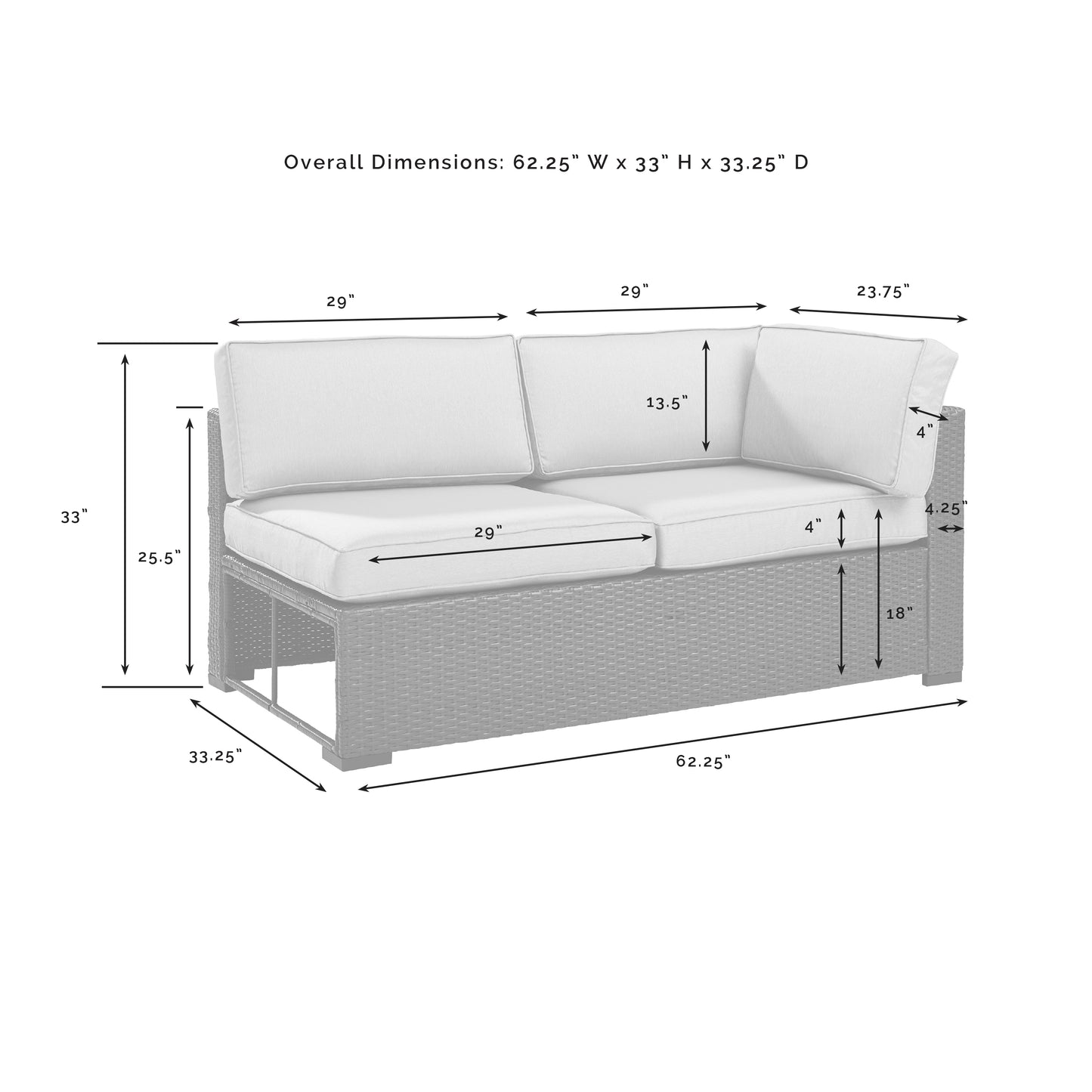 Biscayne Outdoor Wicker Sectional Loveseat Mist/Brown