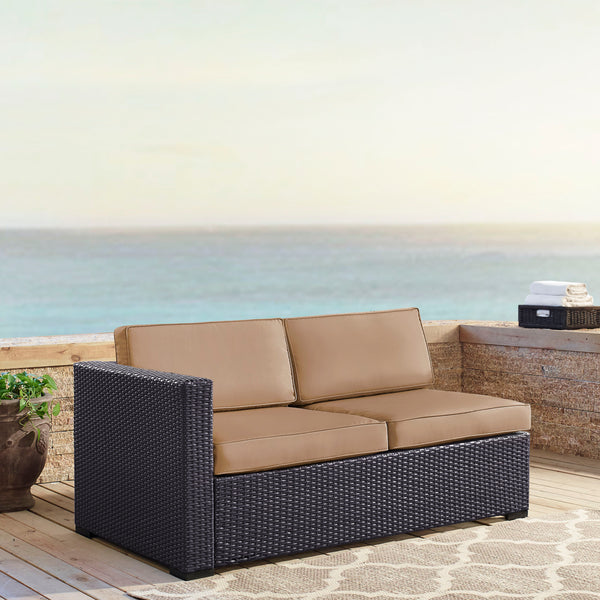 Biscayne Outdoor Wicker Sectional Loveseat Mocha/Brown