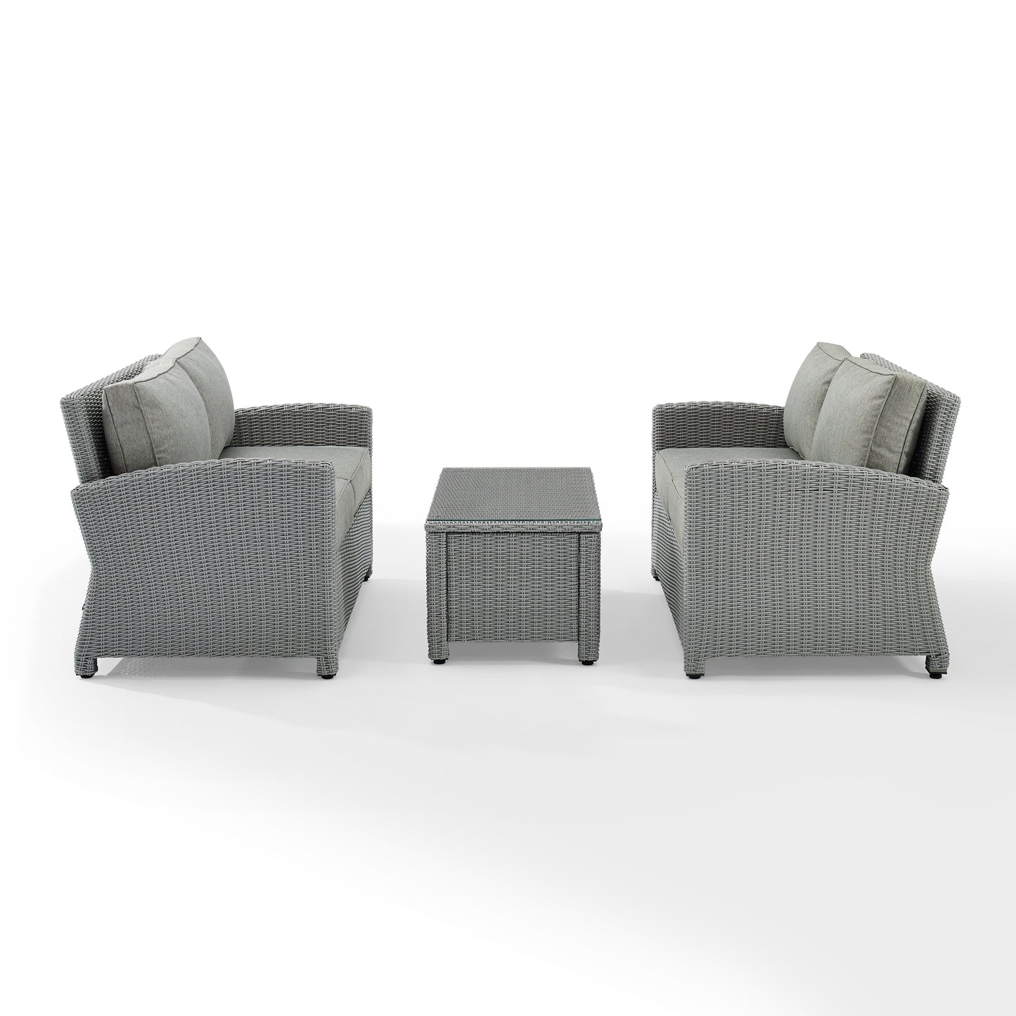 Bradenton 3Pc Outdoor Wicker Conversation Set Gray/Gray - Coffee Table & 2 Loveseats