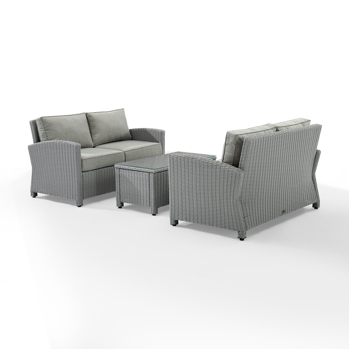 Bradenton 3Pc Outdoor Wicker Conversation Set Gray/Gray - Coffee Table & 2 Loveseats