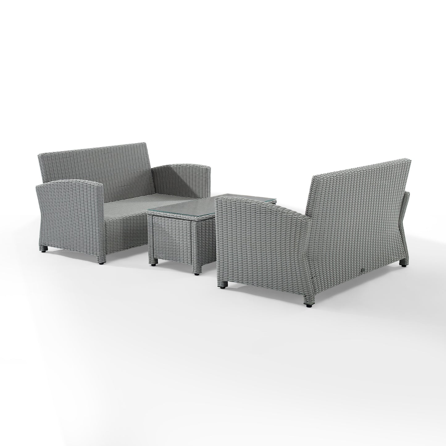 Bradenton 3Pc Outdoor Wicker Conversation Set Gray/Gray - Coffee Table & 2 Loveseats