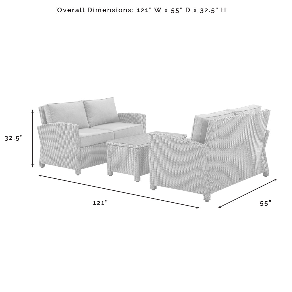 Bradenton 3Pc Outdoor Wicker Conversation Set Gray/Gray - Coffee Table & 2 Loveseats