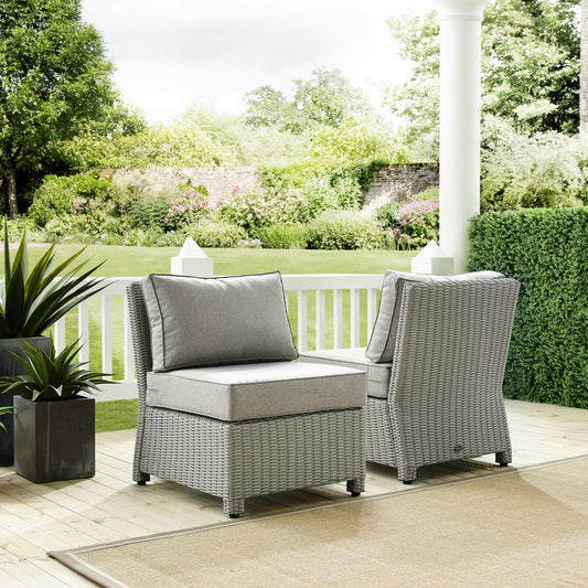 Bradenton 2Pc Outdoor Wicker Chair Set Gray/Gray - 2 Armless Chairs