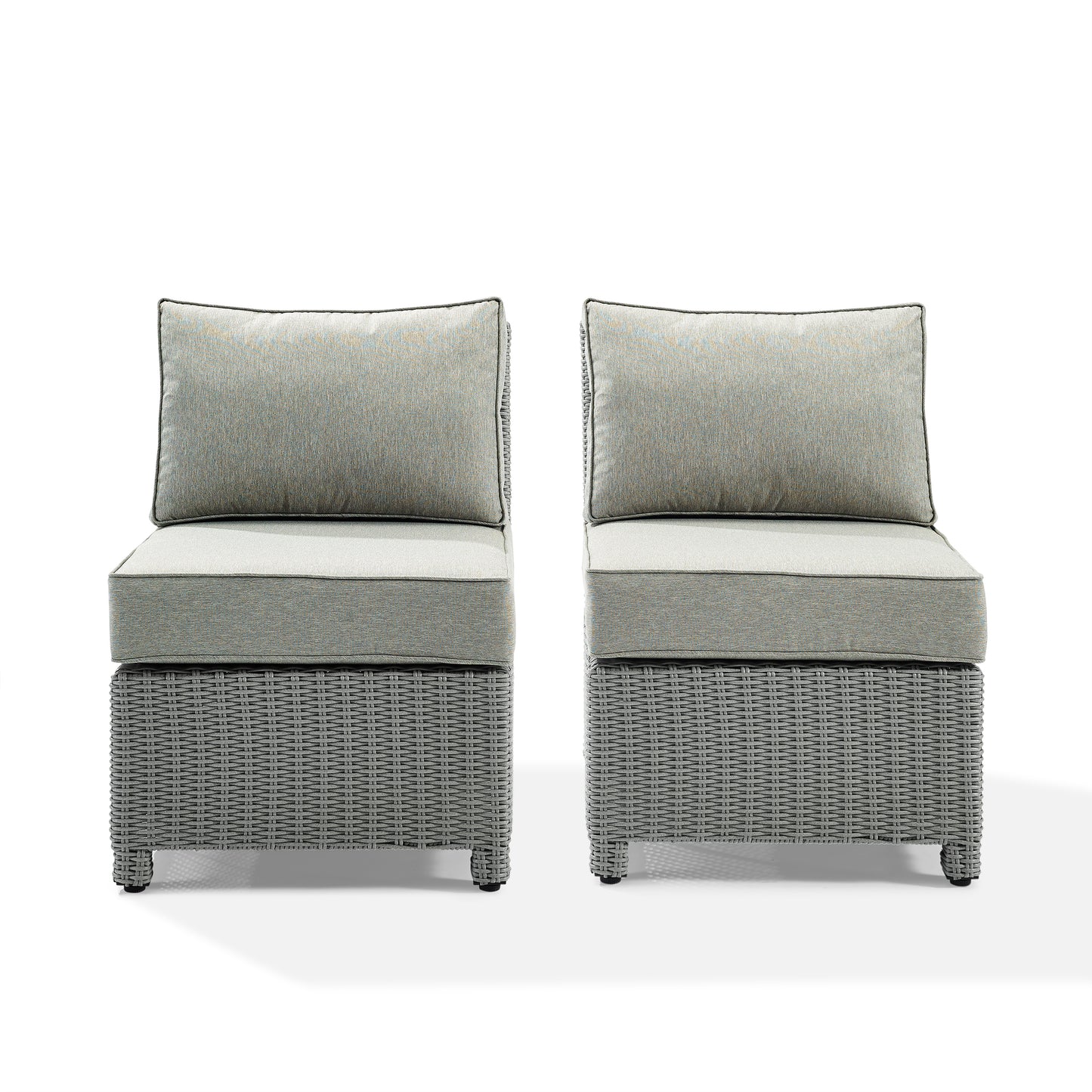 Bradenton 2Pc Outdoor Wicker Chair Set Gray/Gray - 2 Armless Chairs