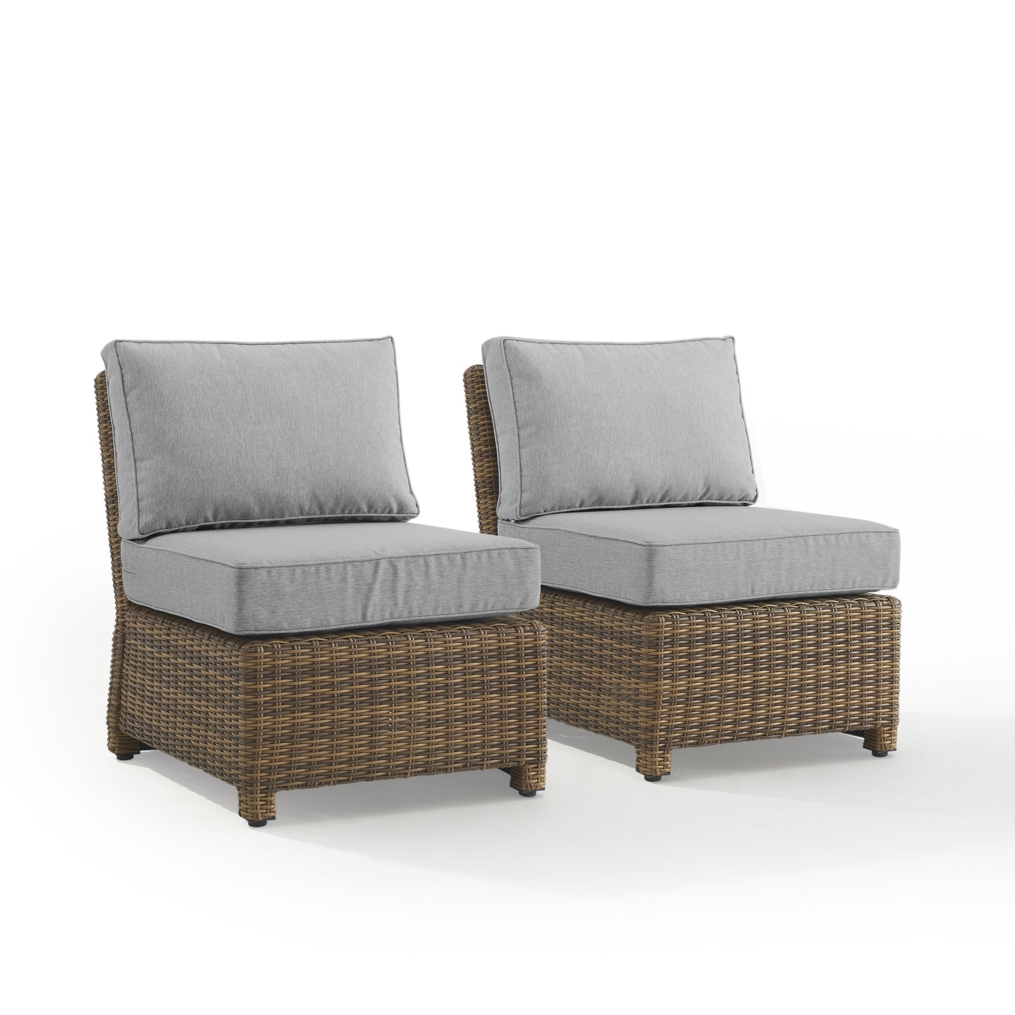 Bradenton 2Pc Outdoor Wicker Chair Set Gray/Weathered Brown - 2 Armless Chairs