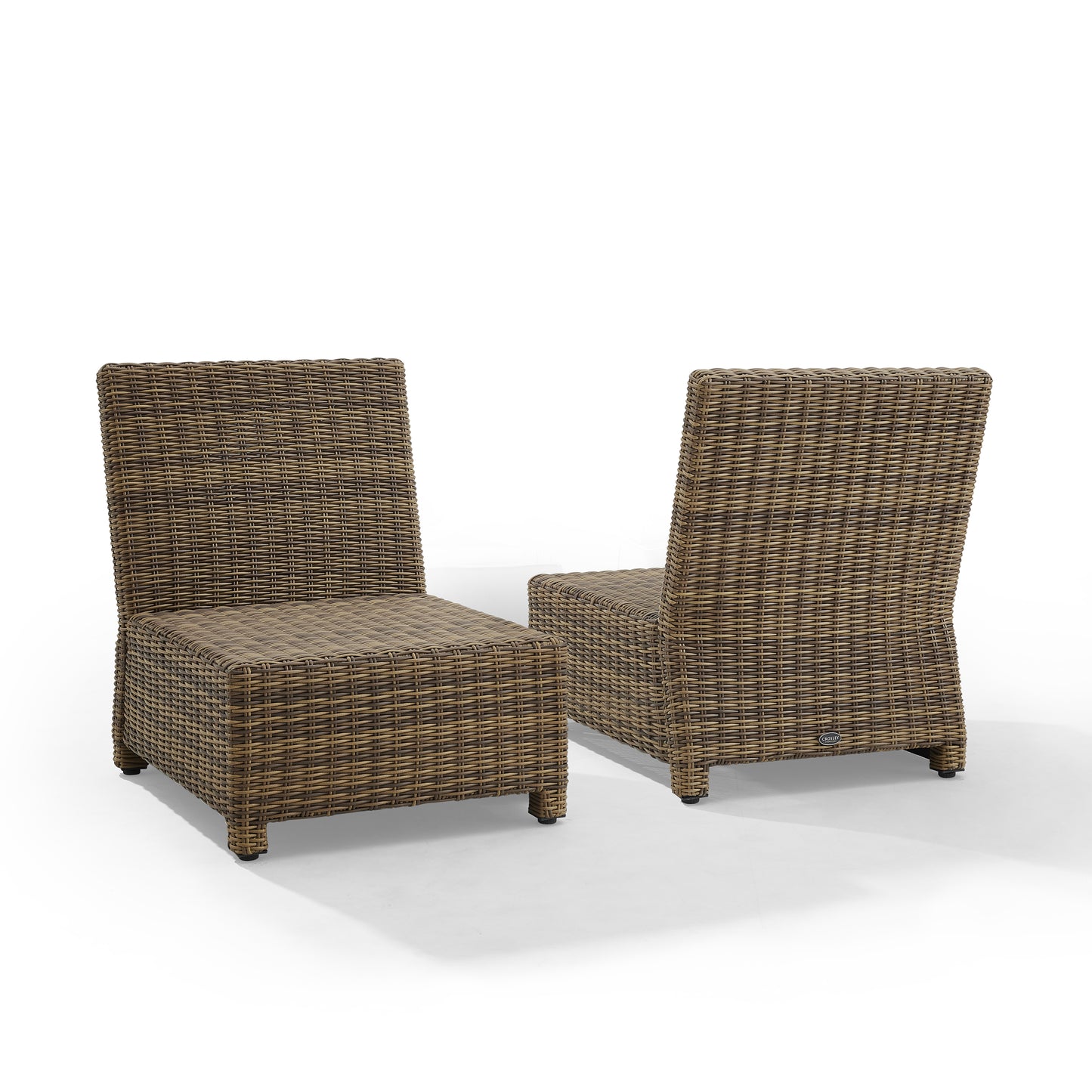 Bradenton 2Pc Outdoor Wicker Chair Set Gray/Weathered Brown - 2 Armless Chairs