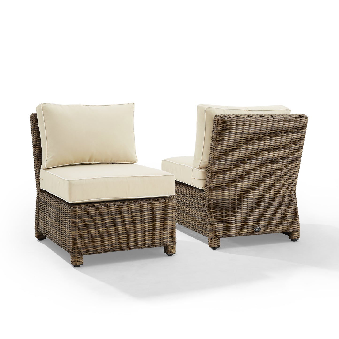 Bradenton 2Pc Outdoor Wicker Chair Set Sand/Weathered Brown - 2 Armless Chairs